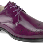 Perforated Classics: Purple Laser Perforated Toe Lace Shoes