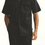 Solid Black Linen Walking Suit 2 Piece Short Sleeve Set