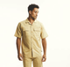 Solid Khaki Linen Walking Suit 2 Piece Short Sleeve Set