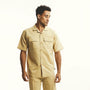 Solid Khaki Linen Walking Suit 2 Piece Short Sleeve Set