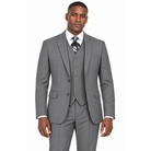 AI-generated illustration: Gray 3-Piece Modern Fit Poplin Suit worn by a model