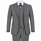 AI-generated illustration: Gray 3-Piece Modern Fit Poplin Suit on a white background