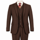 Brown 3-Piece Poplin Suit with Vest - Modern Fit