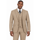 AI-generated illustration: Tan 3-Piece Modern Fit Poplin Suit worn by a model