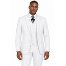 AI-generated illustration: White 3-Piece Modern Fit Poplin Suit worn by a model