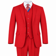 Red 3-Piece Modern Fit Poplin Suit