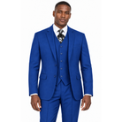 AI-generated illustration: Royal Blue 3-Piece Modern Fit Poplin Suit worn by a model