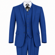 Royal Blue 3-Piece Modern Fit Poplin Suit