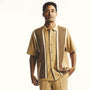 Knitted Front Fabric Design in Khaki Walking Suit Short Sleeve Set