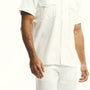 Embroidered Fabric Design in White Short Sleeve Walking Suit