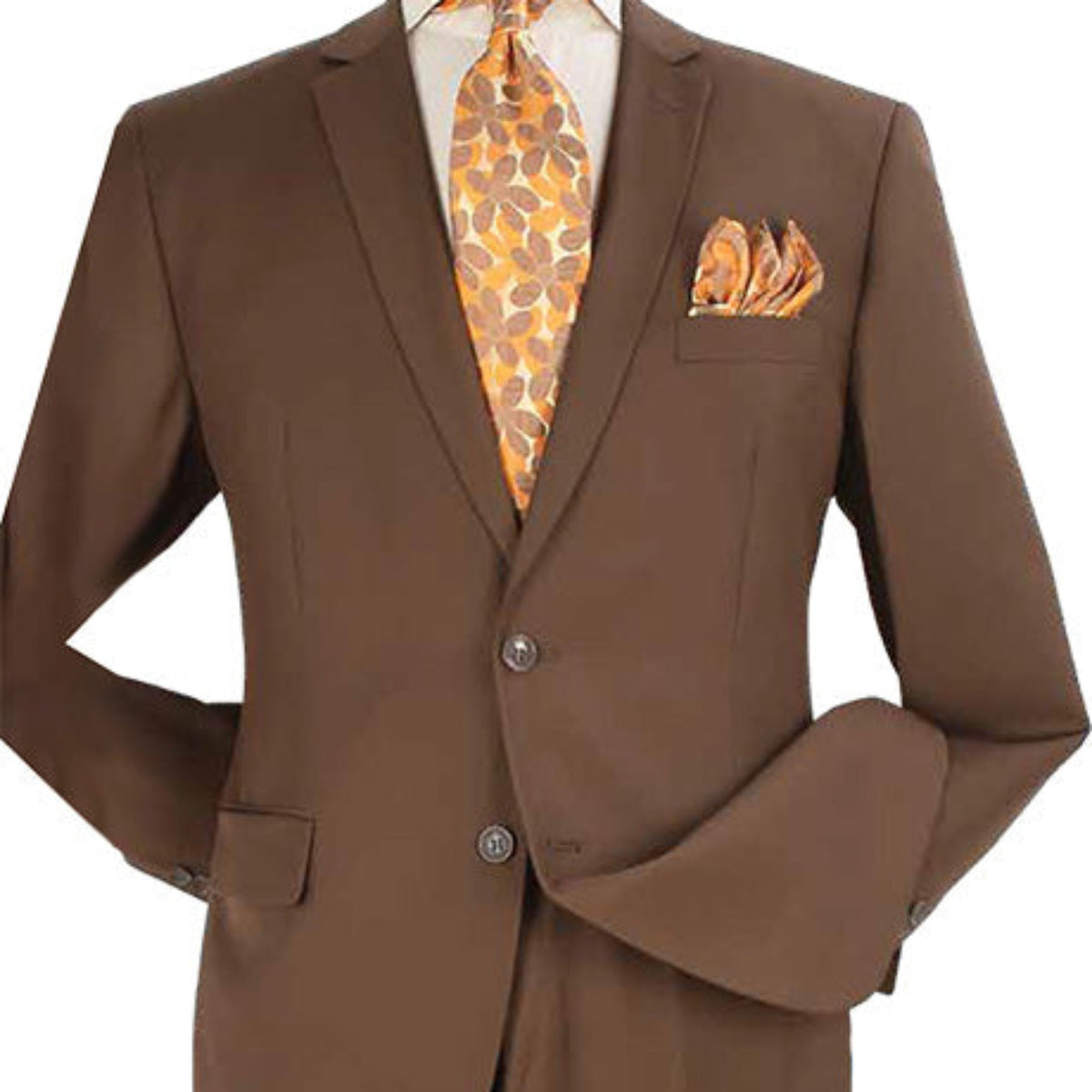 coco brown modern suit wool feel fabric close up