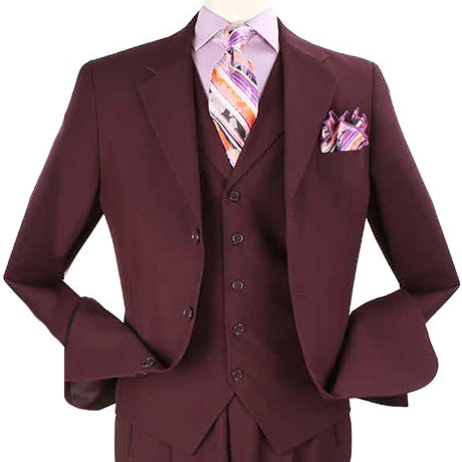 burgundy suit fabric and vest detail close up