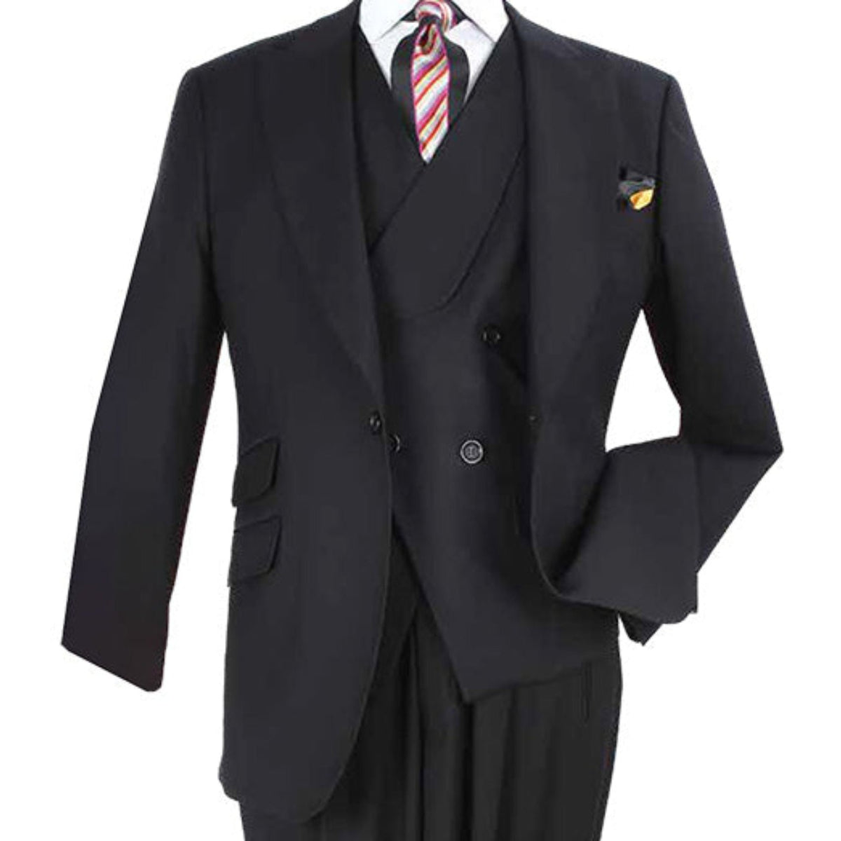 Black 3-Piece 100% Wool Suit - detail view