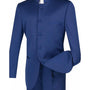 Gentry Glam Collection: 5-Button Banded-Collar Suit in Navy