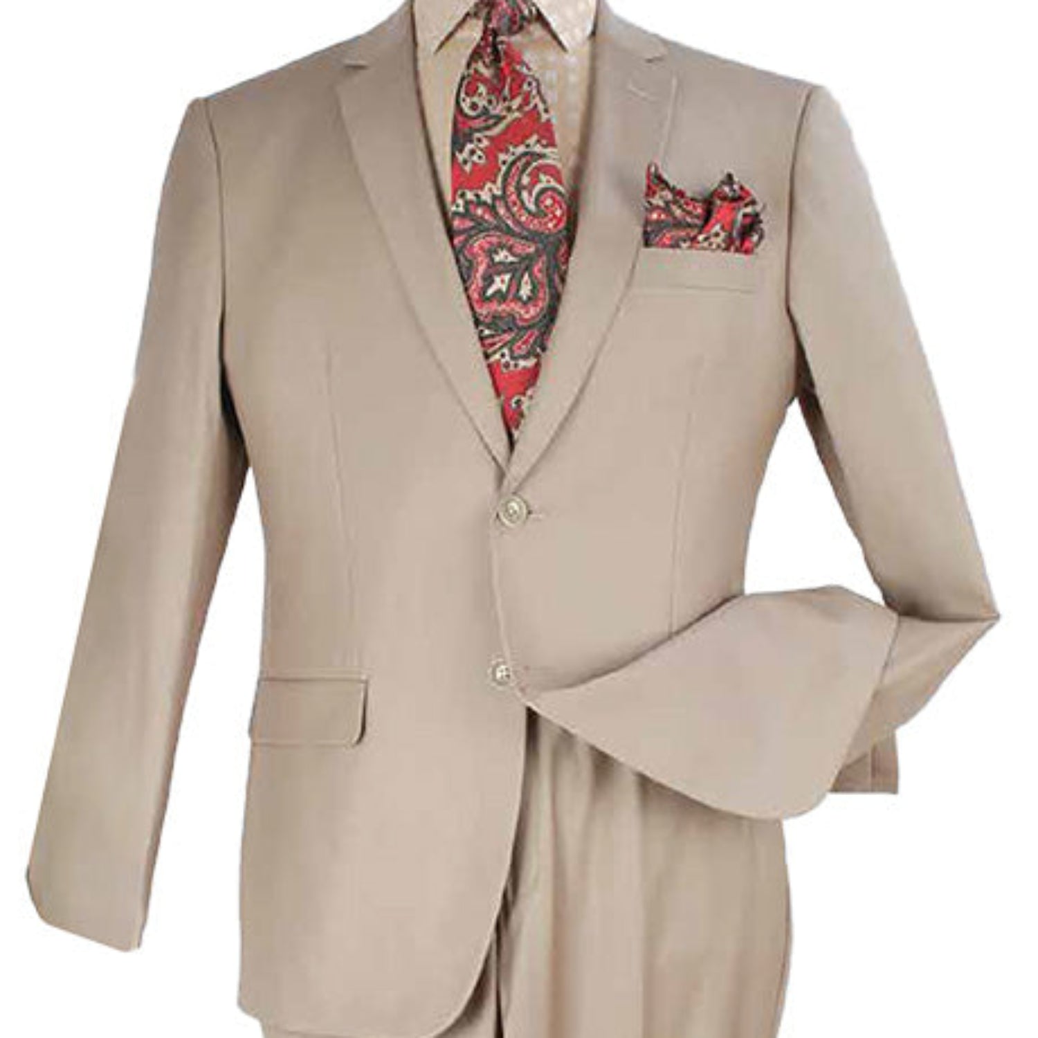 Tan Modern FIT 2 Piece Suit Flat Front Pants REGULAR FIT / 44