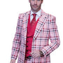 TrendyTwist Collection: 3PC Modern Fit Plaid Suit with Solid Color Double-Breasted Vest In Pink