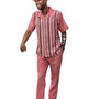 Jivejazzle Collection: Montique Men's Weave Design Walking Suit Set in Pink - 2401