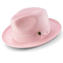 Aurorify Collection: Pink Braided Wide Brim Pinch Fedora Matching Grosgrain Ribbon Hat