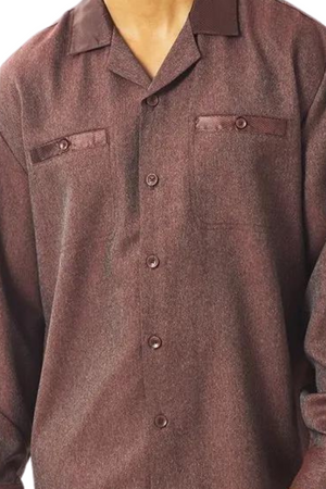 Melange Collection: Fancy Satin Trim Walking Suit Set In Port