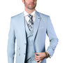 Qualitique Collection: Powder Blue 3PC Modern Fit Suit with Double Breasted Vest
