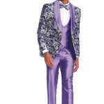 Marquez Collection: Men's 4-Piece Slim Fit Suit with Shawl Collar In Purple