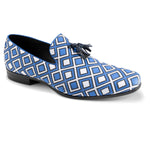 Titan Collection: Royal Blue Symmetrical Argyle Design Slip-On Loafers