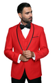 Empire Elegance Collection: Red 3PC Flat Front Pants with Bow Tie 100% Wool Tailored Fit