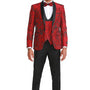 Thoreau Collection: Men's Red 4-Piece Slim Fit Suit with Shawl Collar