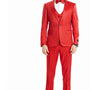 Vibrant Collection: 3-Piece Polka-Dot Slim Fit Suit with Notch Lapel In Red/black