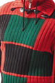 Men's Two Tone Geo Square Pull Over Sweater Stylish Casual Wear - Green & Red