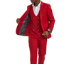 Urbane Collection: Men's Solid 3-Piece Suit In Red - Slim Fit