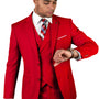 Qualitique Collection: Red 3PC Modern Fit Suit with Double Breasted Vest