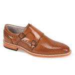 Zico Collection: Tan Plain Toe Double Monk Strap Shoe - Genuine Leather