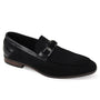 Suede Sophistication: Black Moc Toe Bit Slip-On Shoes
