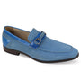 Suede Sophistication: Light Blue Moc Toe Bit Slip-On Shoes