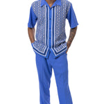 Titan Collection: Men's Symmetrical Argyle Walking Suit Set In Royal