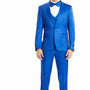 Vibrant Collection: 3-Piece Polka-Dot Slim Fit Suit with Notch Lapel In Royal/black