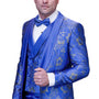 Eclipse Elegance Collection: 3PC Modern Fit Shawl Lapel Tuxedo With Woven Fabric In Royal