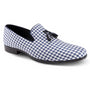 Montique Navy Checkered Tassel Loafer Fashion Shoes S2367