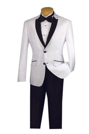 Pushkin Collection: White 2 Piece Sharkskin Single Breasted Slim Fit Suit
