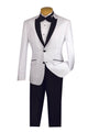 Pushkin Collection: White 2 Piece Sharkskin Single Breasted Slim Fit Suit