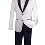 Pushkin Collection: White 2 Piece Sharkskin Single Breasted Slim Fit Suit