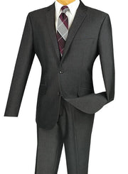 Chicquel Collection: Smoke 2 Piece Solid Color Single Breasted Slim Fit Suit