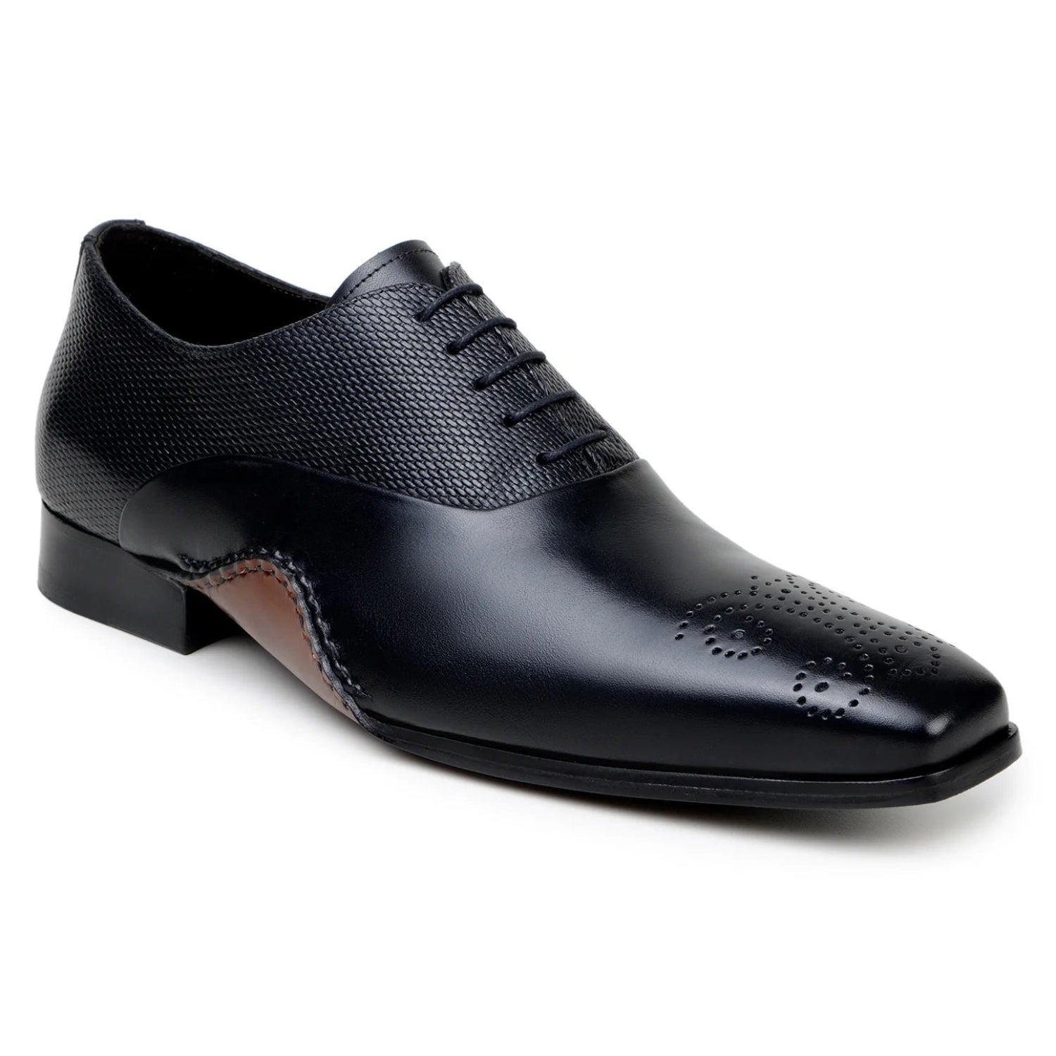 black italian calf leather oxford textured side panels
