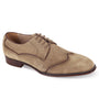 Midnight Sharp: Taupe Wing Tip Suede Lace Shoes