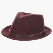 Stacy Adams Burgundy Suede Pinch Front Teardrop Crown Fedora