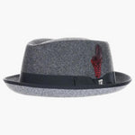 Stacy Adams Provato Knit Stingy Brim Diamond Crown Wool Felt Fedora in Charcoal