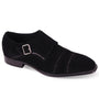 Urban Elegance: Black Cap Toe Monk Strap Suede Shoes