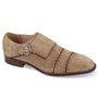 Urban Elegance: Taupe Cap Toe Monk Strap Suede Shoes