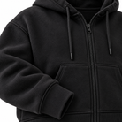 Black fleece cargo tracksuit - fabric and jacket detail